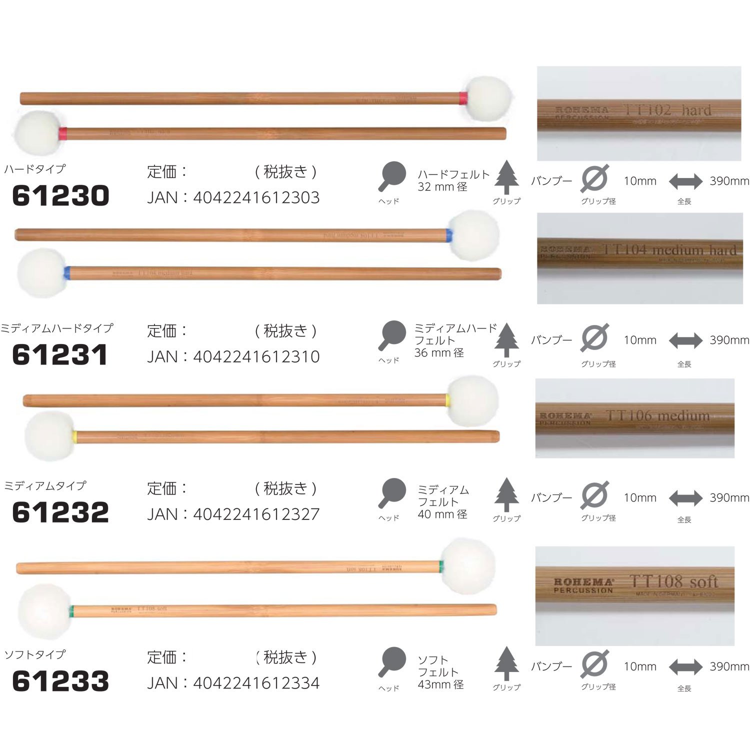 Amazon.co.jp: ROHEMA ティンパニーマレット ハード 61230 : ホビー